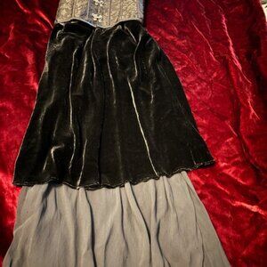Long layered 2 tiered skirt and black corset Edwardian Ball